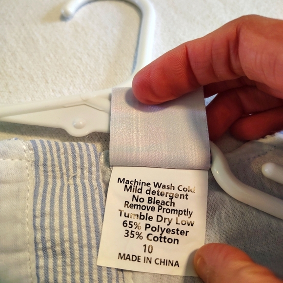 Stitchy Fish Red White Blue Patriotic Flag Striped Dress Preppy Size 10 EUC - Picture 5 of 7